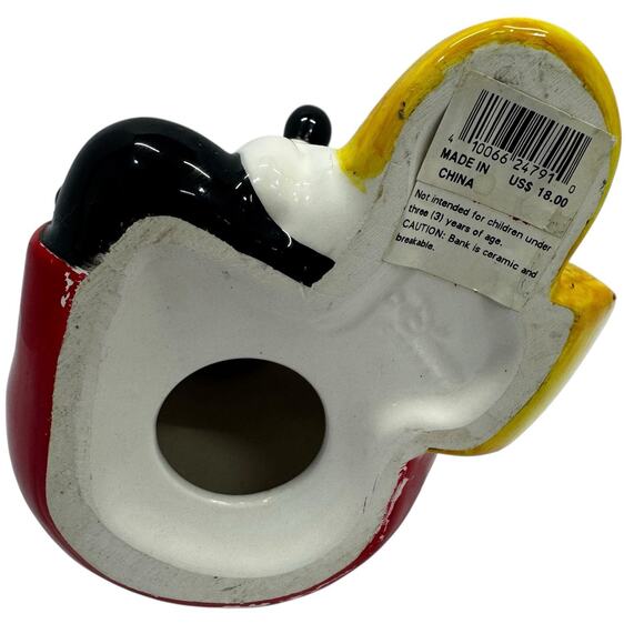 Walt Disney Pie Eyed Mickey Mouse Ceramic Piggy Bank 8 3/4” X 6" - Picture 10 of 14